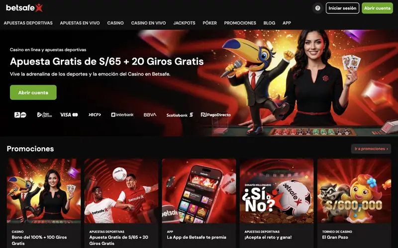 Portada de Betsafe (betsafe.pe)